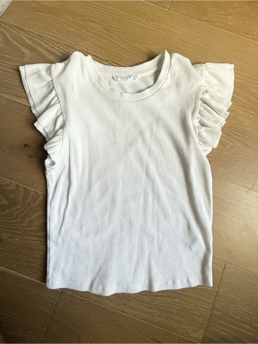 Double Zero White Ruffle Sleeve Tank Top for Kids